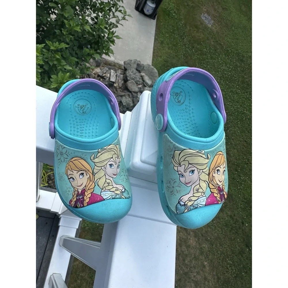 Disney Frozen Elsa Crocs Toddler Clogs Blue Glitter Size C8